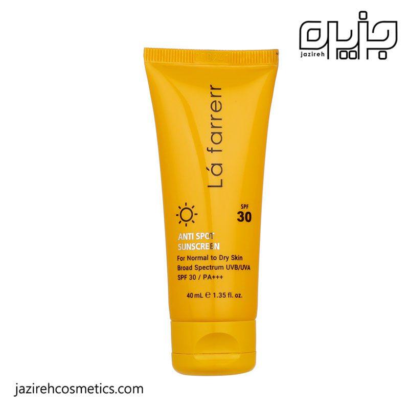 ضد آفتاب و ضد لک بی رنگ پوست خشک و معمولی SPF30 لافارر