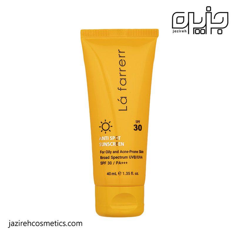 ضد آفتاب و ضد لک بی رنگ پوست چرب و مستعدآکنه SPF30 لافارر
