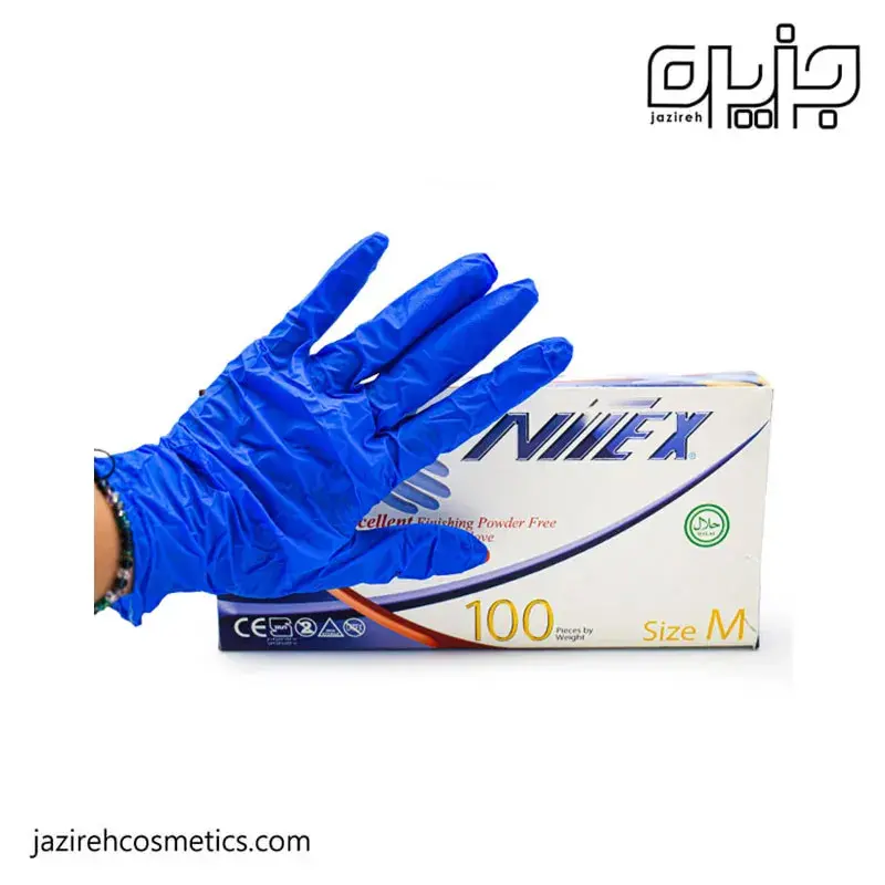دستكش لاتكس آبی M (100 عددی)